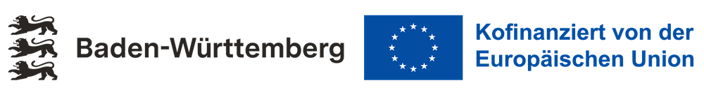 "Logo: Baden-Württemberg und EU-Flagge, kofinanziert durch EU."