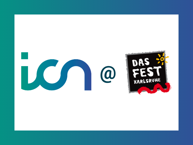 Logos von icn und Das Fest Karlsruhe, verbunden durch ein @-Zeichen.