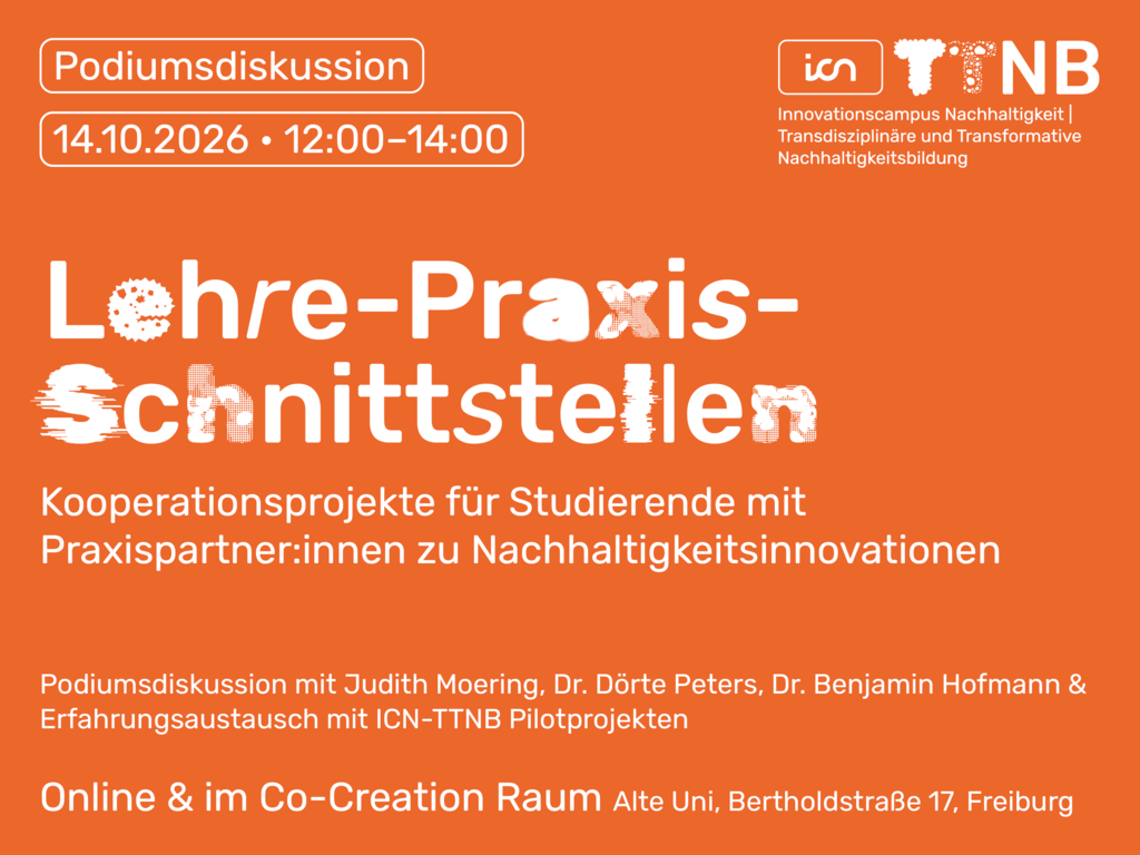 "Podiumsdiskussion: Schnittstelle Lehre-Praxis für Nachhaltigkeitsinnovationen am 14.10.2026"