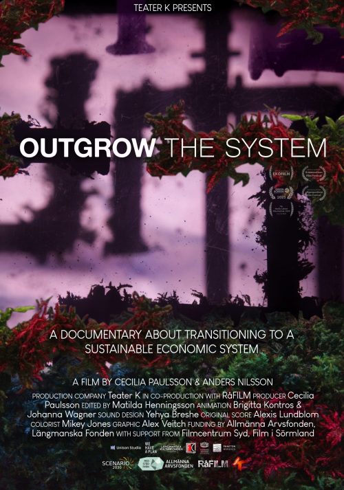Poster: „Outgrow the System“ – Filmposter mit dichter Vegetation im Vordergrund und stilisiertem Text.